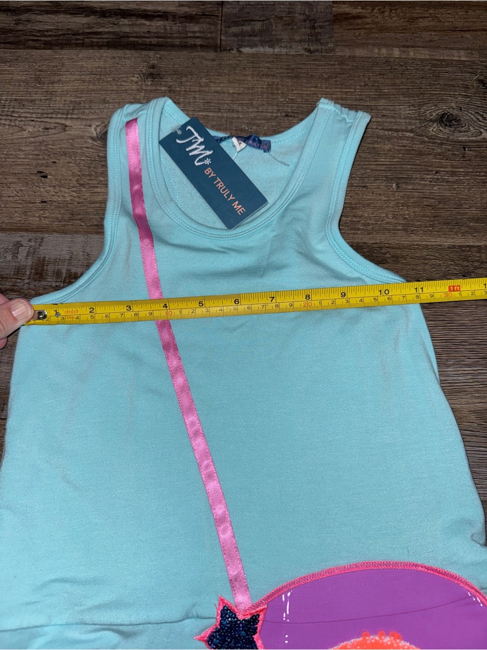 Truly Me Girls Rainbow Dress Size 6X Blue Sleeveless Skater Dress Sequin Patch - Picture 6 of 7